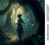 Illustration Fairy Vector in the Forest, Magic
