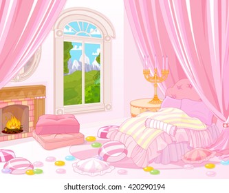 Illustration of fairytale bedroom