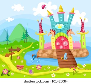 illustration of a fairytale castle