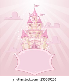 Illustration of fairytale castle with space for text