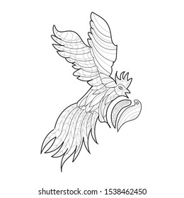 Illustration of falcon bird with my own style line vector