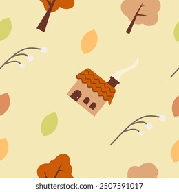 Ilustración de dibujos animados de otoño simple arte plano como para el patrón
