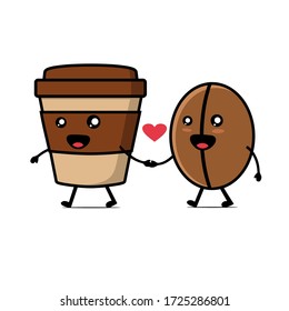 Illustration of fall in love cup and coffee vector design