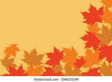 An illustration of fallen autumn leaves and some copy space area
