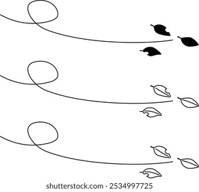 Illustration of fallen leaves blowing in wind