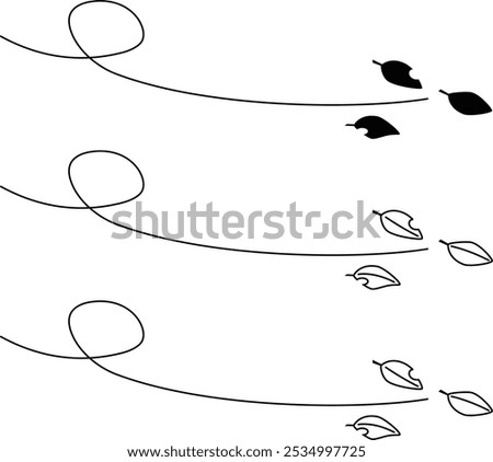 Illustration of fallen leaves blowing in wind