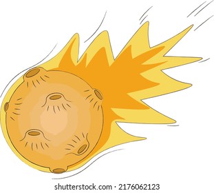 illustration of a falling cartoon comet with a fiery tail