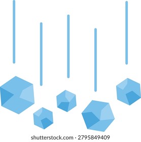 An illustration of falling hailstones