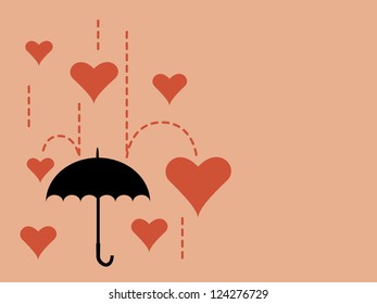 Illustration of falling heart to an umbrella