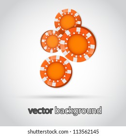 Illustration of Falling Orange Poker Chips Isolated on White