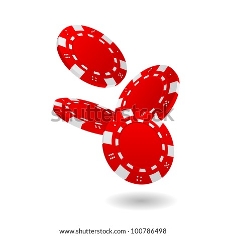 Illustration of Falling Red Poker Chips Isolated on White