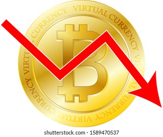 Illustration of falling virtual currency