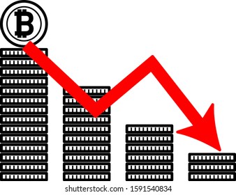 Illustration of falling virtual currency