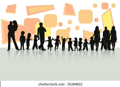 Illustration of family and abstract