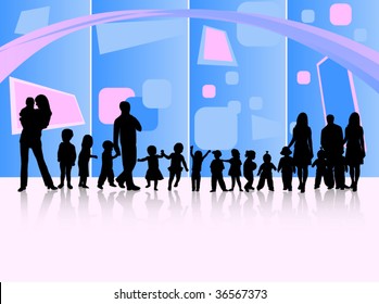 Illustration of family and abstract