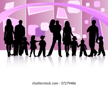 Illustration of family and abstract