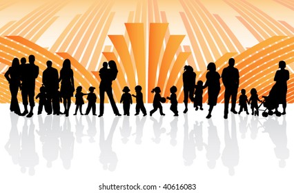 Illustration of family and abstract