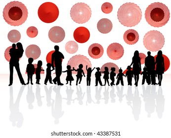 Illustration of family and abstract