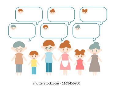 Illustration of family and balloon