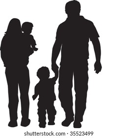 illustration of a family in black silhouette