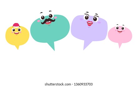 Illustration of a Family of Blank Speech Bubbles Mascots. Family Talk