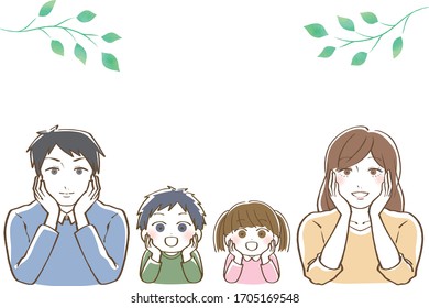 Illustration of a family with a cheek stick