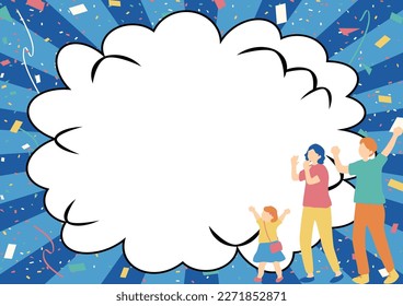Illustration of a family cheering out loud