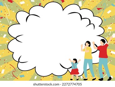 Illustration of a family cheering out loud
