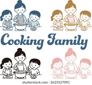 Illustration of a family cooking