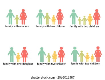 illustration of a family with different number of family members