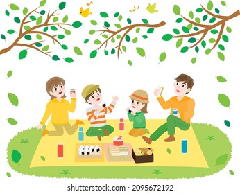 Illustration of the family doing picnic.