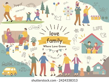 Illustration of a family enjoying everyday life