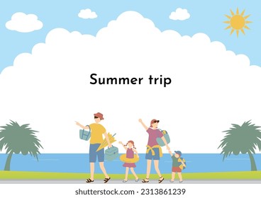 Illustration of a family enjoying a summer vacation