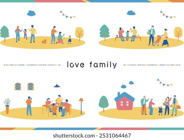 An illustration of a family enjoying their daily life