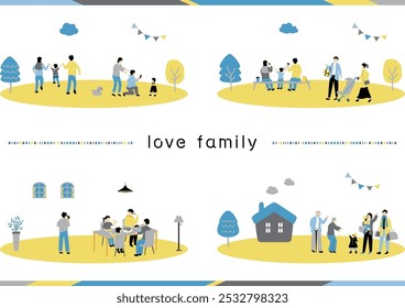 An illustration of a family enjoying their daily life