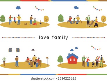 An illustration of a family enjoying their daily life