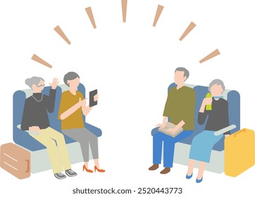 Illustration of a family enjoying a train trip