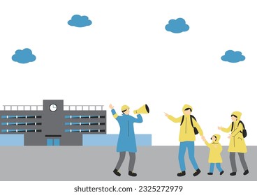 Illustration of a Family Evacuating During a Disaster