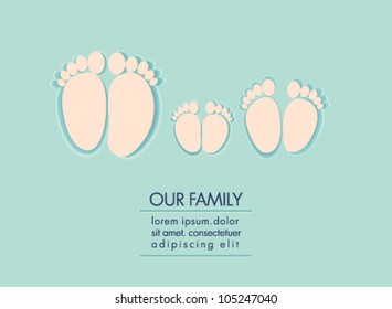 Illustration of family feet, dad, mom and child
