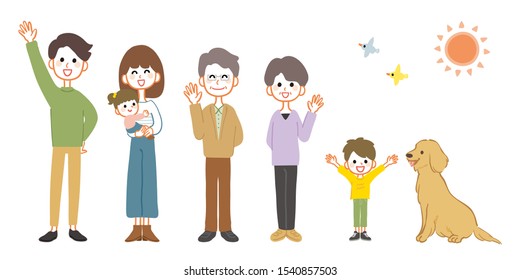 Illustration of a family gathering
