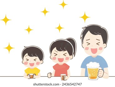 Illustration of a family getting together and drinking drinks