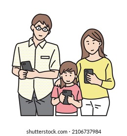 Illustration of a family giving a child a smartphone