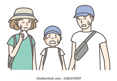 illustration of family going out together