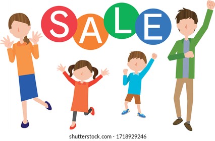 Illustration of a family happy for the sale