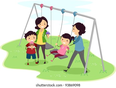 Illustration of a Family Having Some Quality Time