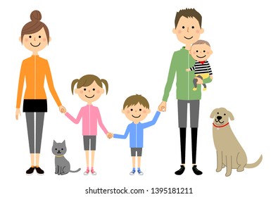 Illustration of the family holding hands.