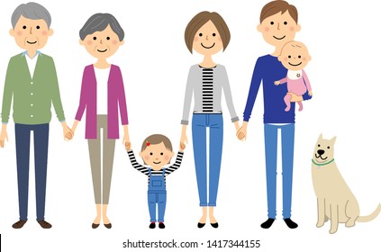 Illustration of the family holding hands.