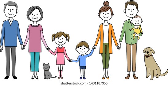 Illustration of the family holding hands.