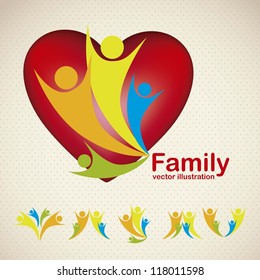 Illustration of family icons, isolated on beige background, vector illustration
