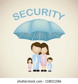 Illustration of family icons, safety and protection of the family, vector illustration